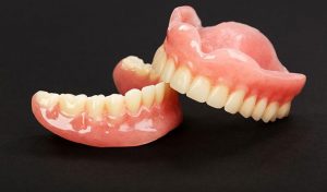 Lower and upper dentures. 